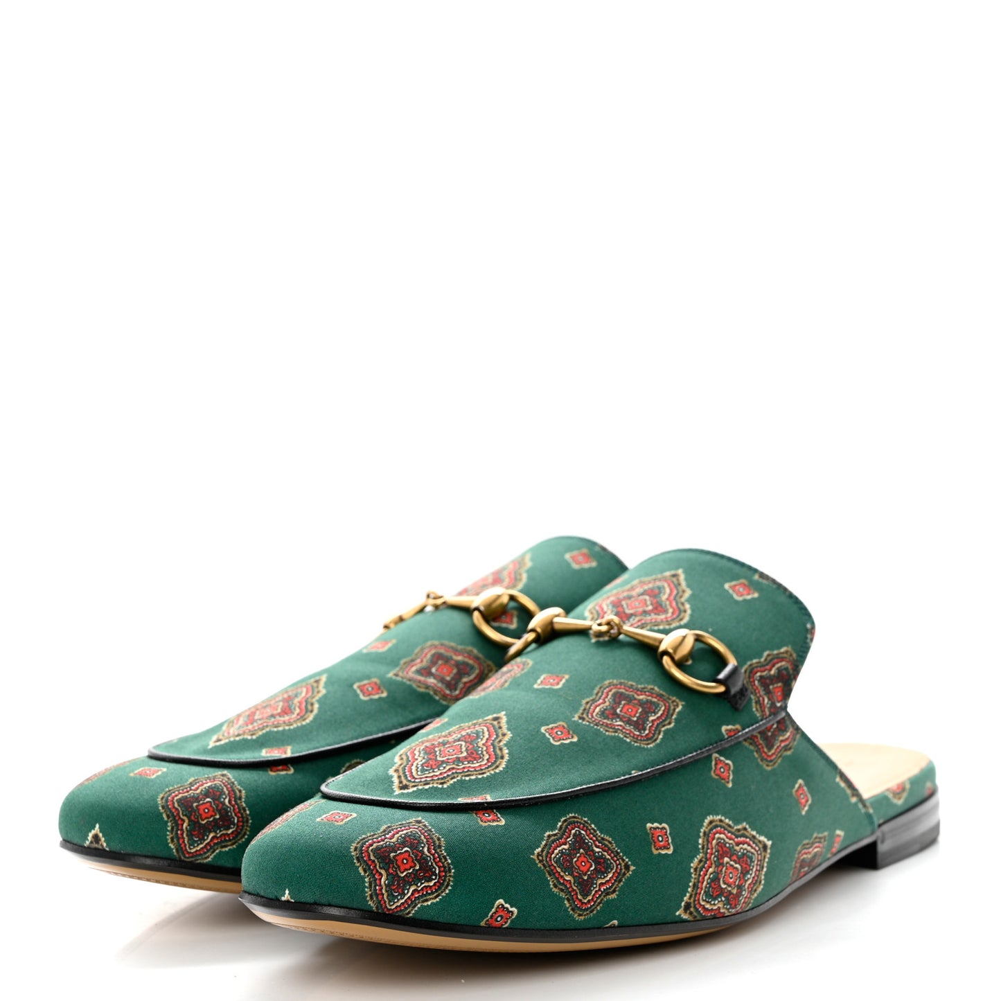 Satin Goatskin Jewel Highlands Printed Mens Princetown Slippers 12 Green