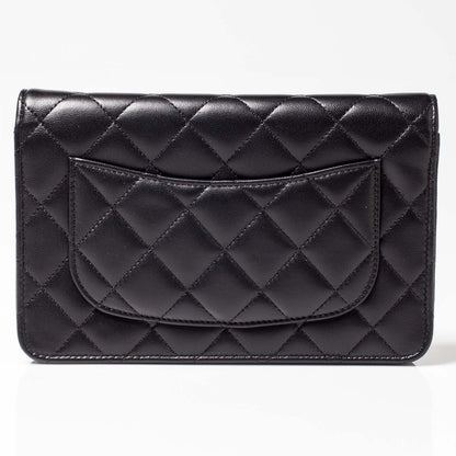 Chanel Lambskin Quilted Wallet On Chain WOC Black 4 of 10