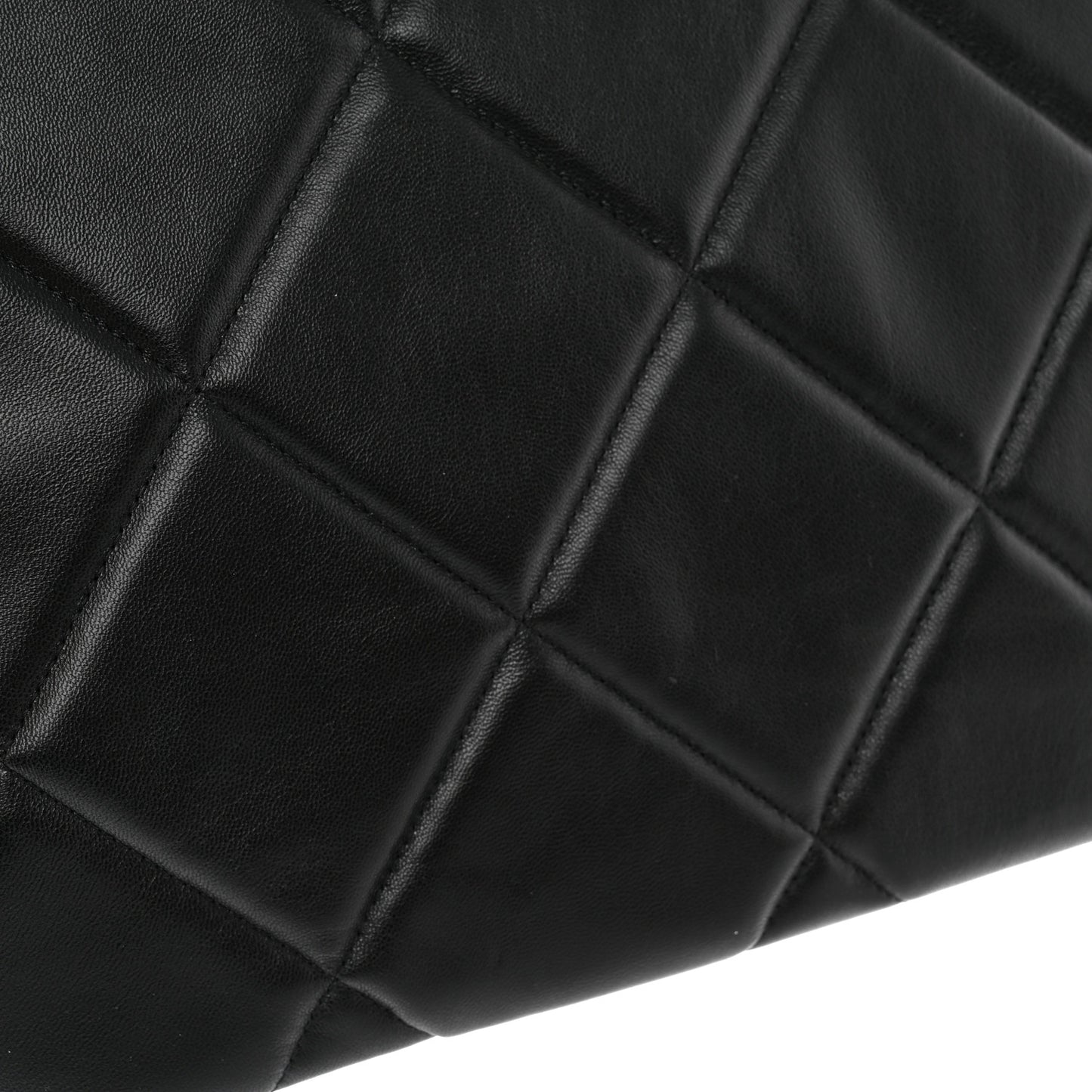 Goatskin Quilted Large Chanel 19 Pouch Black