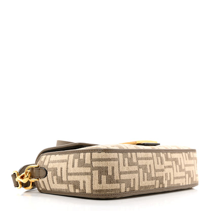 Fendi Chenille Vitello Seta FF Embroidered Baguette Tortora 4 of 12