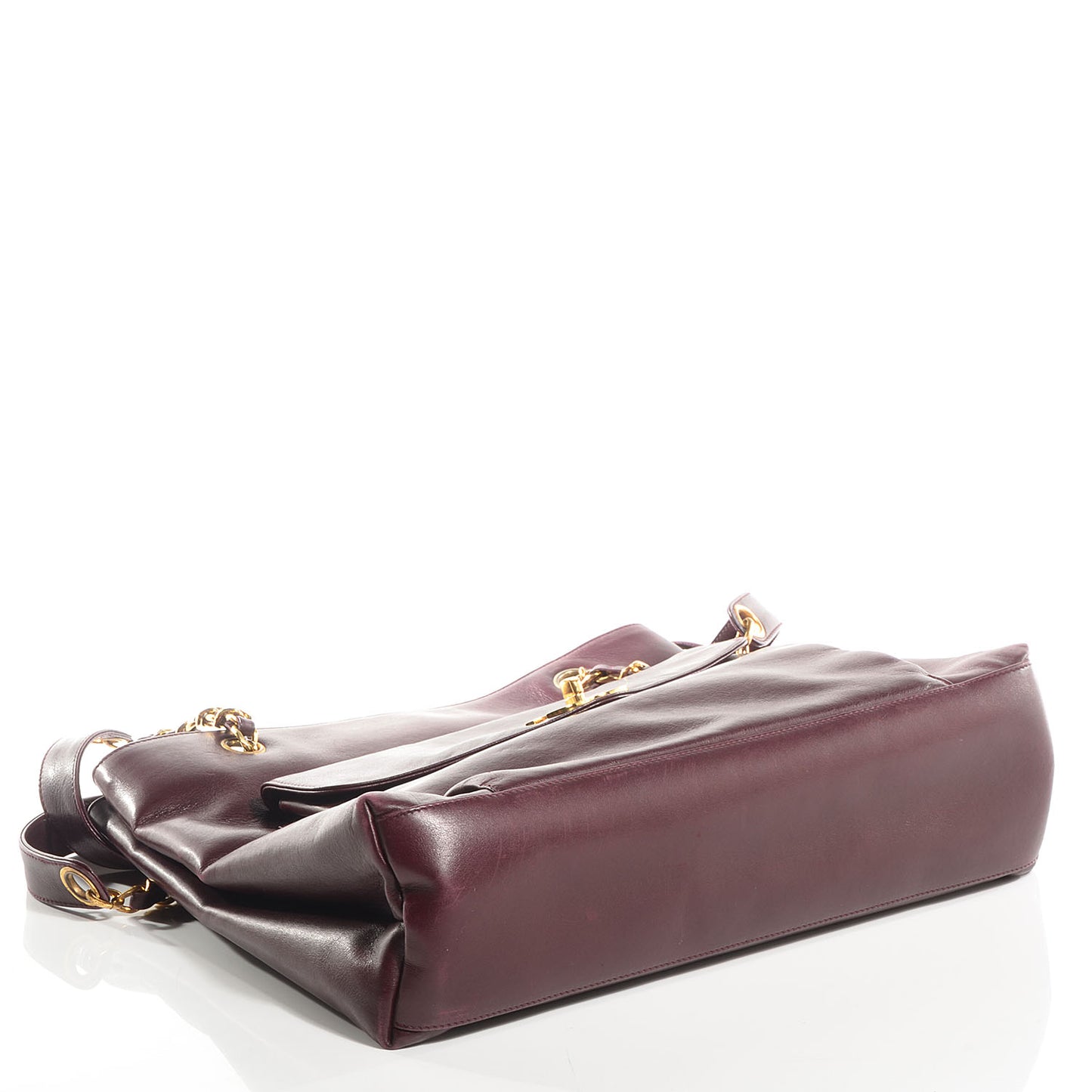 Calfskin Flap Shoulder Bag Bordeaux