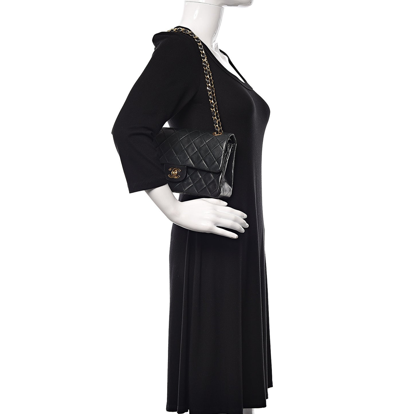 Lambskin Quilted Small Double Flap Black
