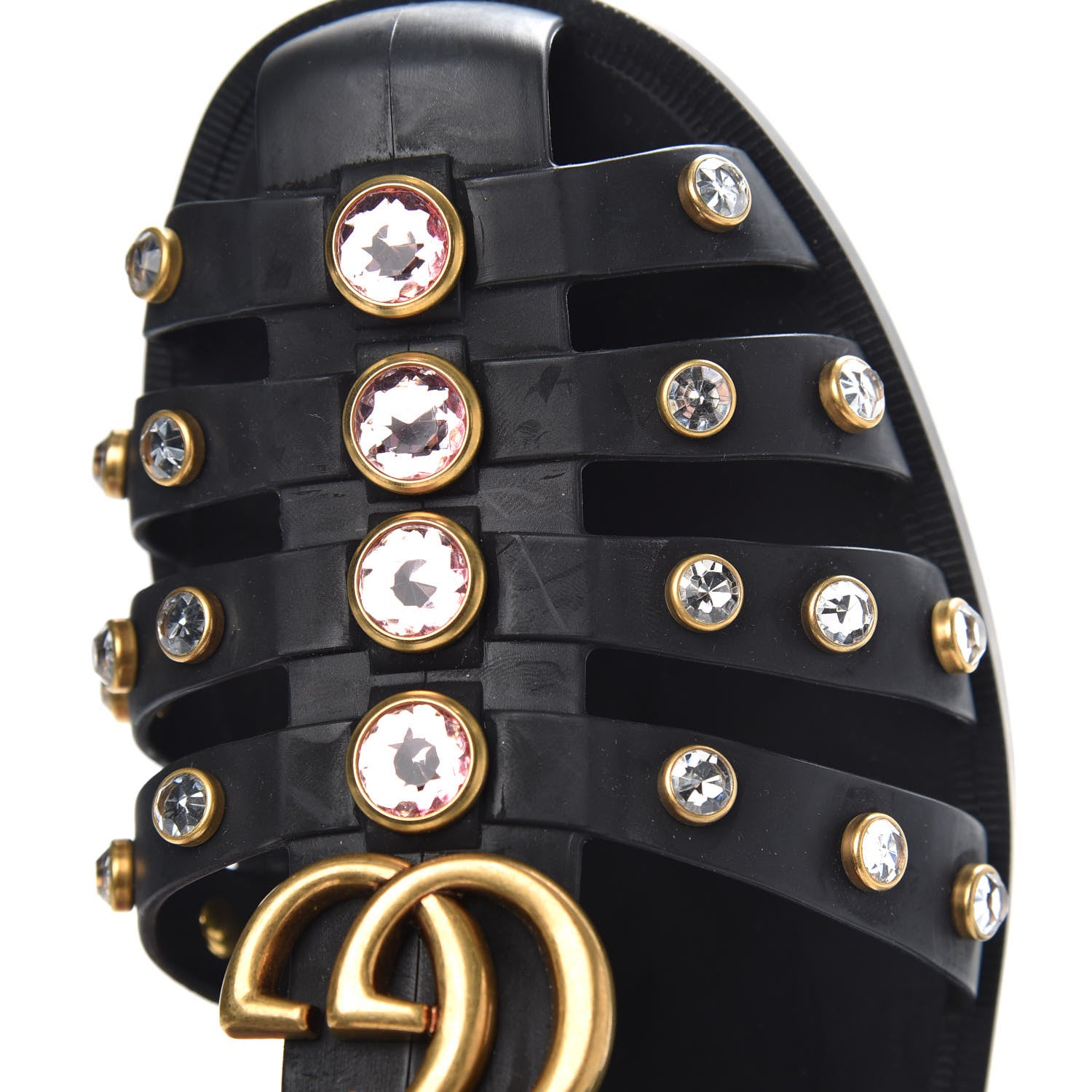 Gucci Rubber Crystal Womens Buckle Strap Sandals 36 Black 8 of 9