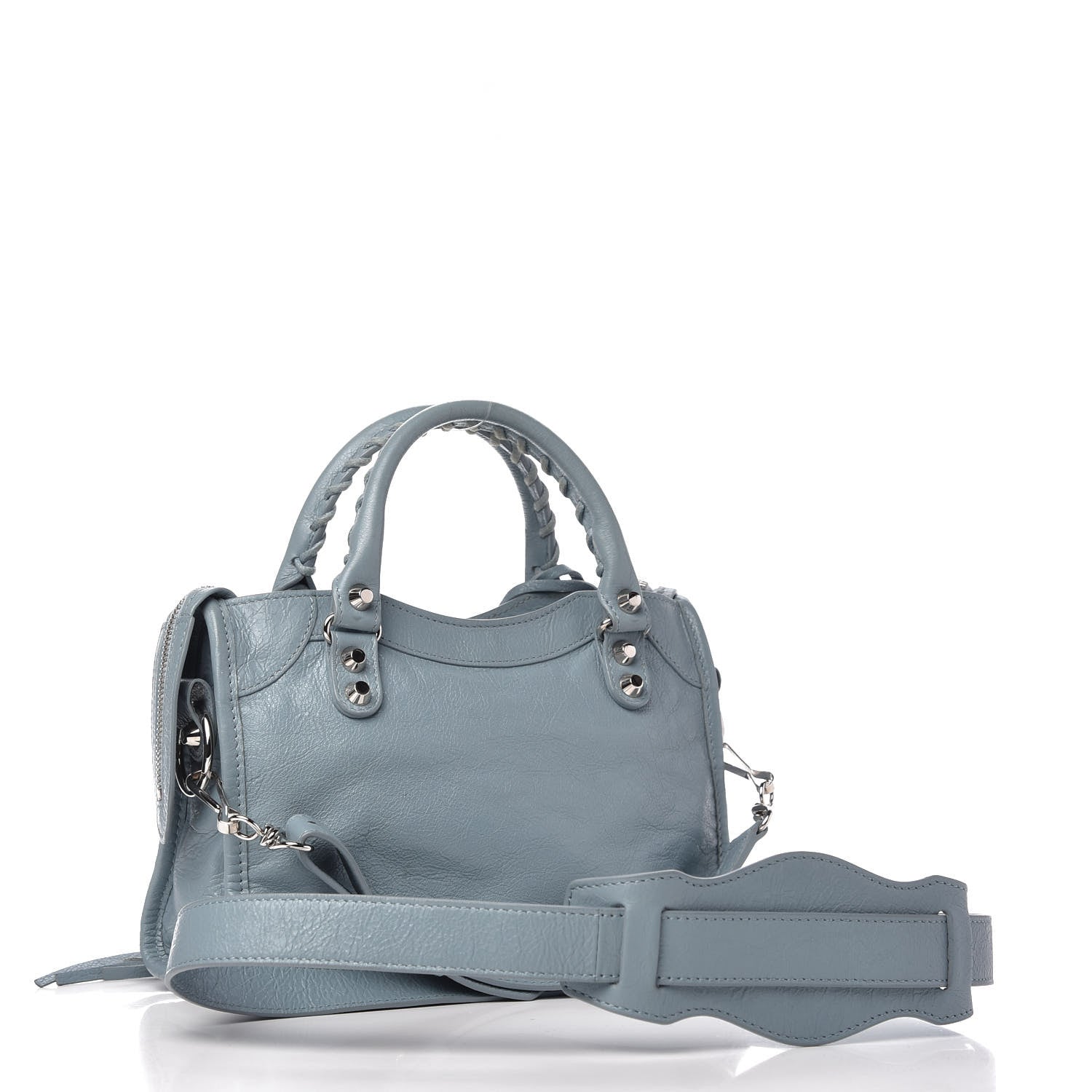Balenciaga Agneau Classic Silver Hardware Mini City Bleu Gris 3 of 9