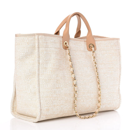 Chanel Canvas Large Deauville Tote Light Beige 3 of 8