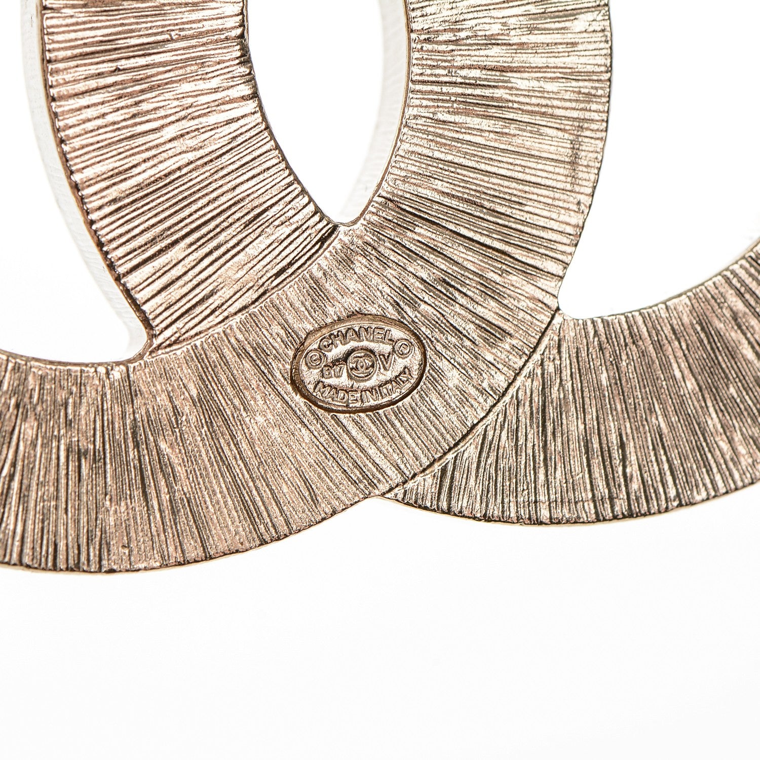 Chanel Metal Quilted CC Brooch Silver Gold 4 of 4