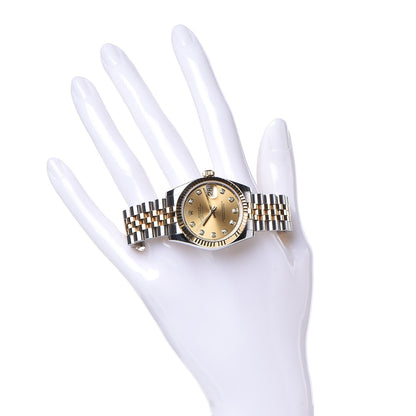 Rolex Stainless Steel 18K Yellow Gold Diamond 31mm Oyster Perpetual Datejust Watch Champagne 178273 2 of 8