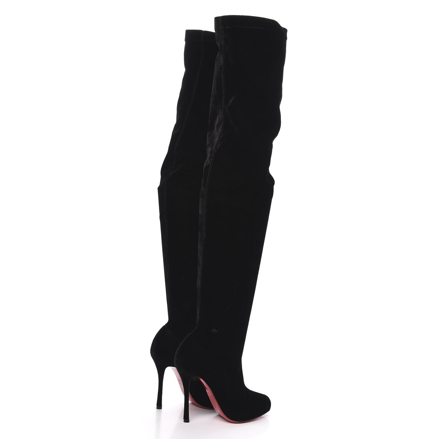 Christian Louboutin Velvet Classe 100 Stretch Over The Knee Boots 36.5 Black 4 of 7