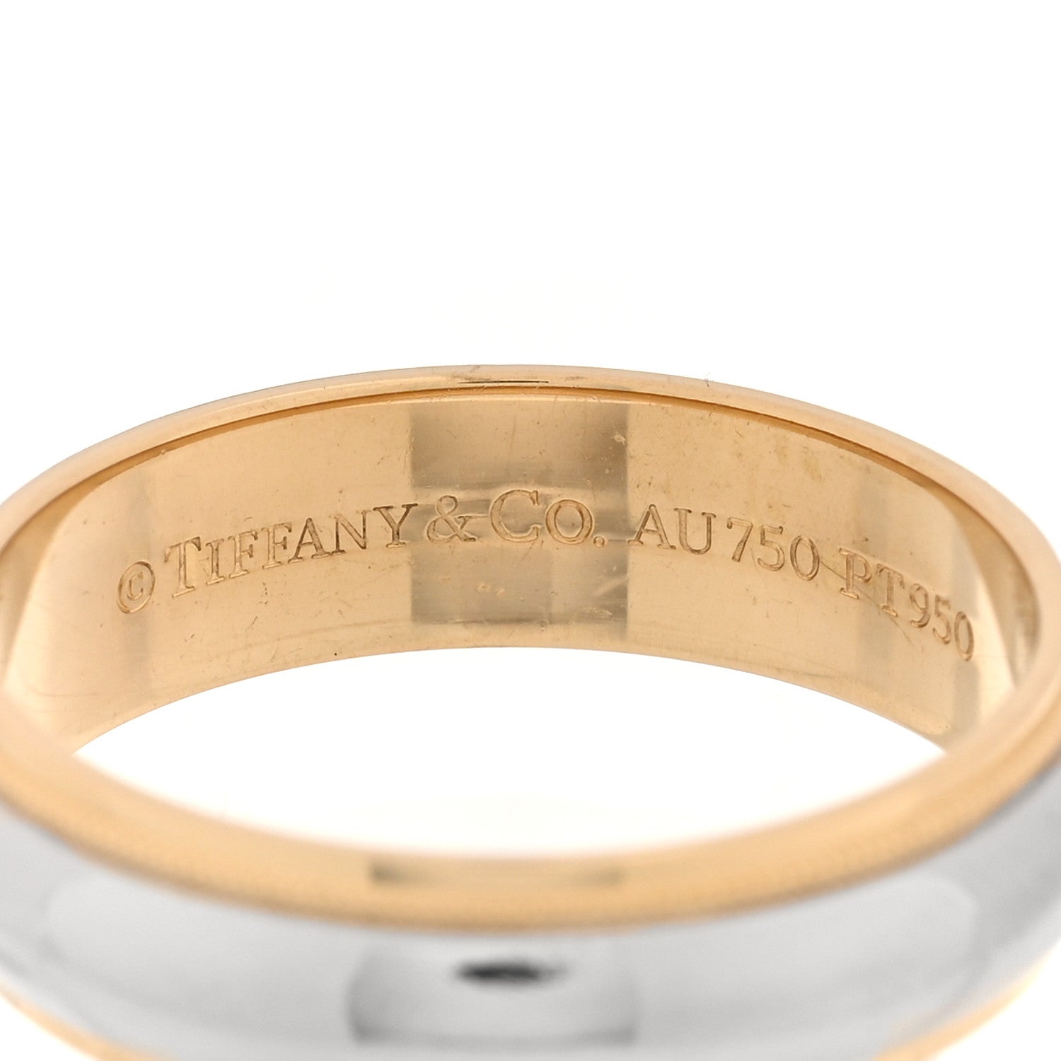 Tiffany Platinum 18K Yellow Gold 6mm Together Milgrain Wedding Band Ring 62 10 4 of 5