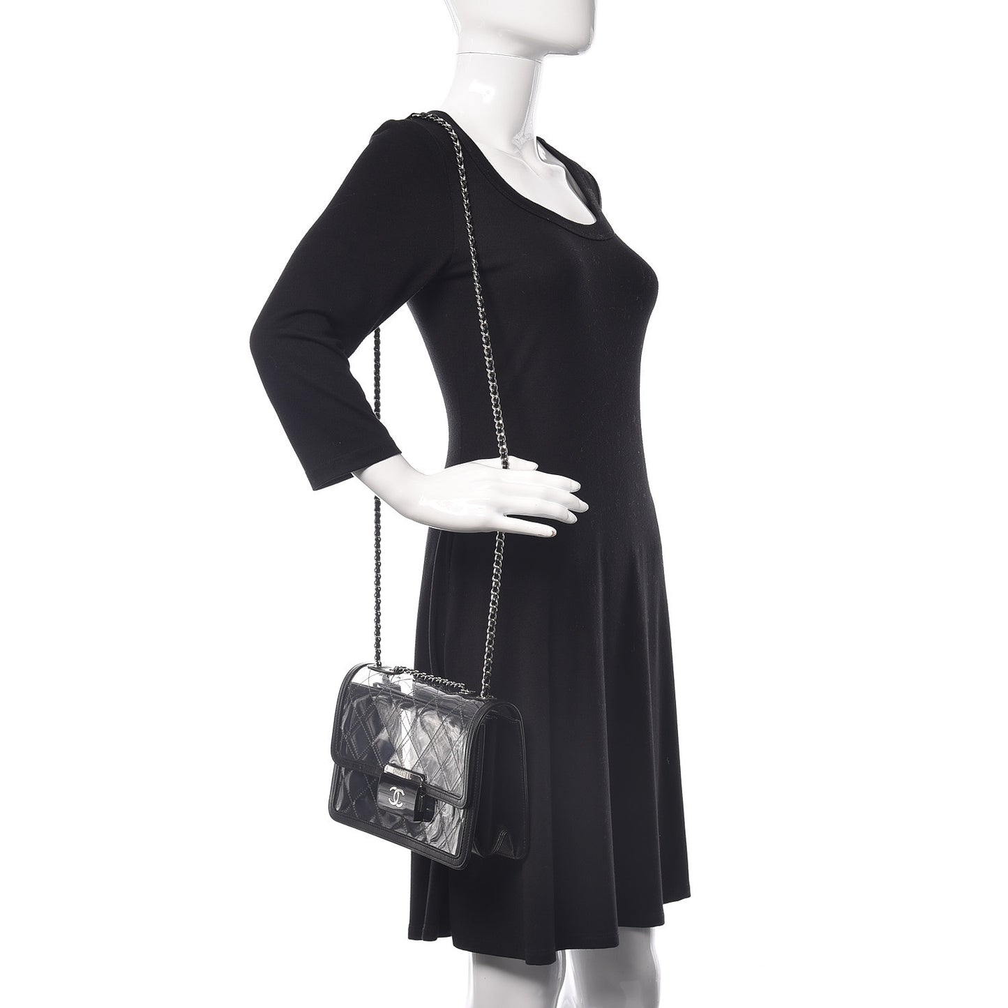 PVC Lambskin Quilted Beauty Lock Flap Black