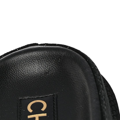 Chanel Suede Kidskin Glitter Crystal Velcro Dad Sandals 39 Black Silver 15 of 18