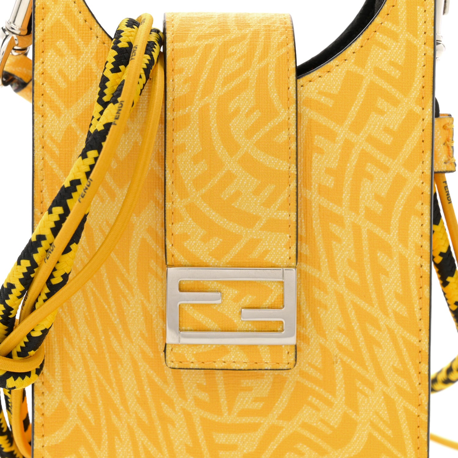 Fendi X SARAH COLEMAN Glazed Fabric Micro FF Vertigo Phone Holder Cyber Mimosa 8 of 11
