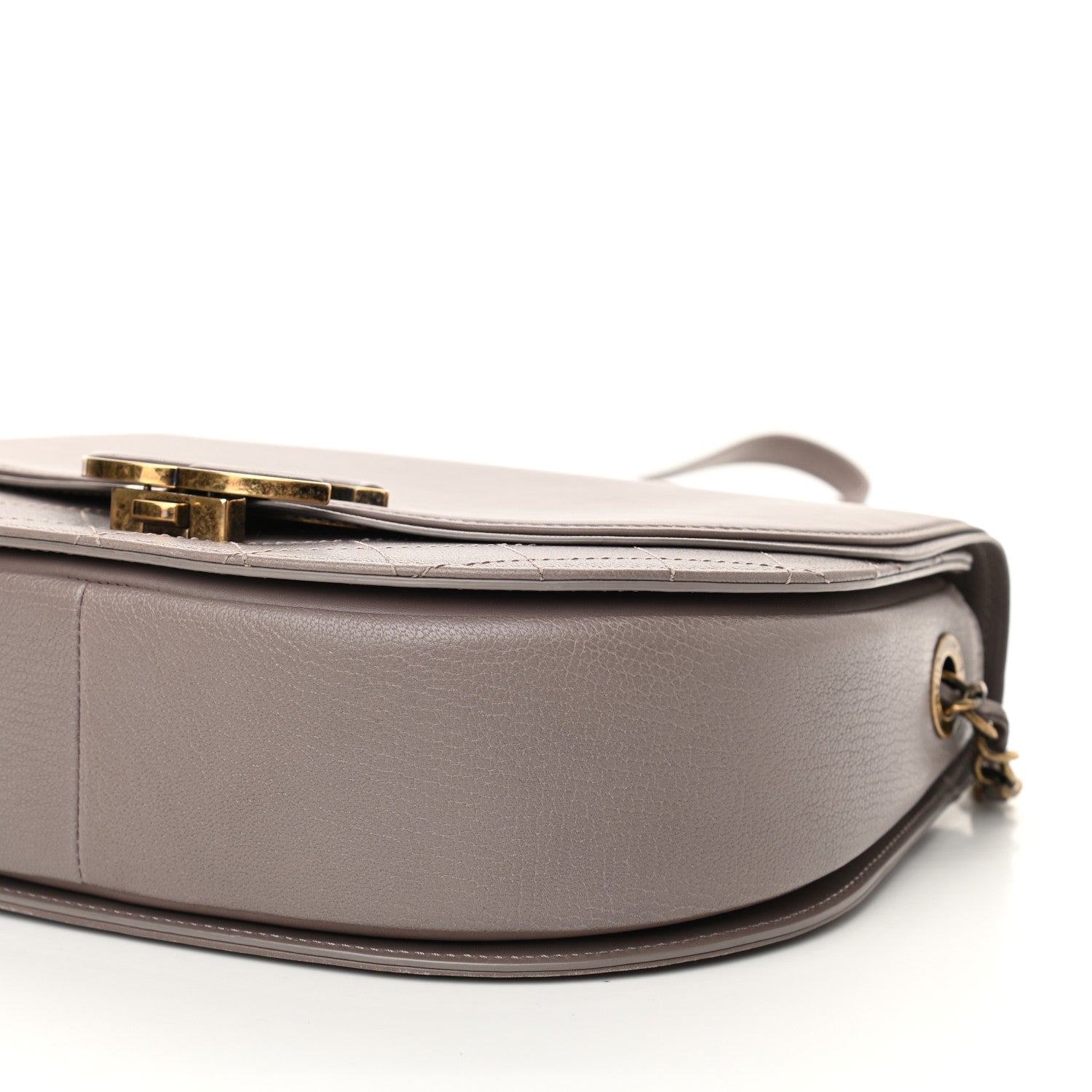 Chanel Shiny Calfskin Goatskin Quilted Small Coco Curve Messenger Flap Grey 10 of 10
