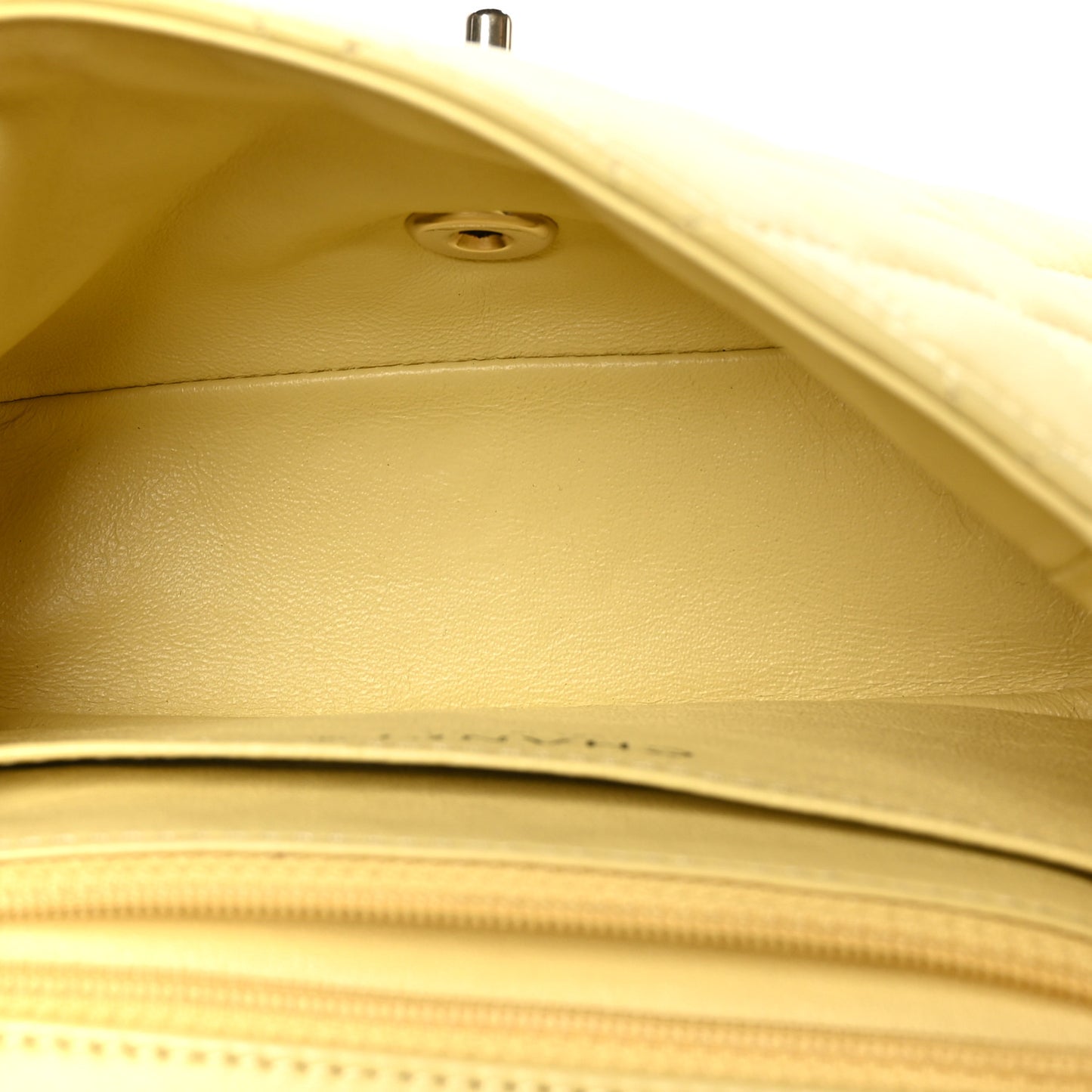Lambskin Quilted Mini Square Flap Light Yellow