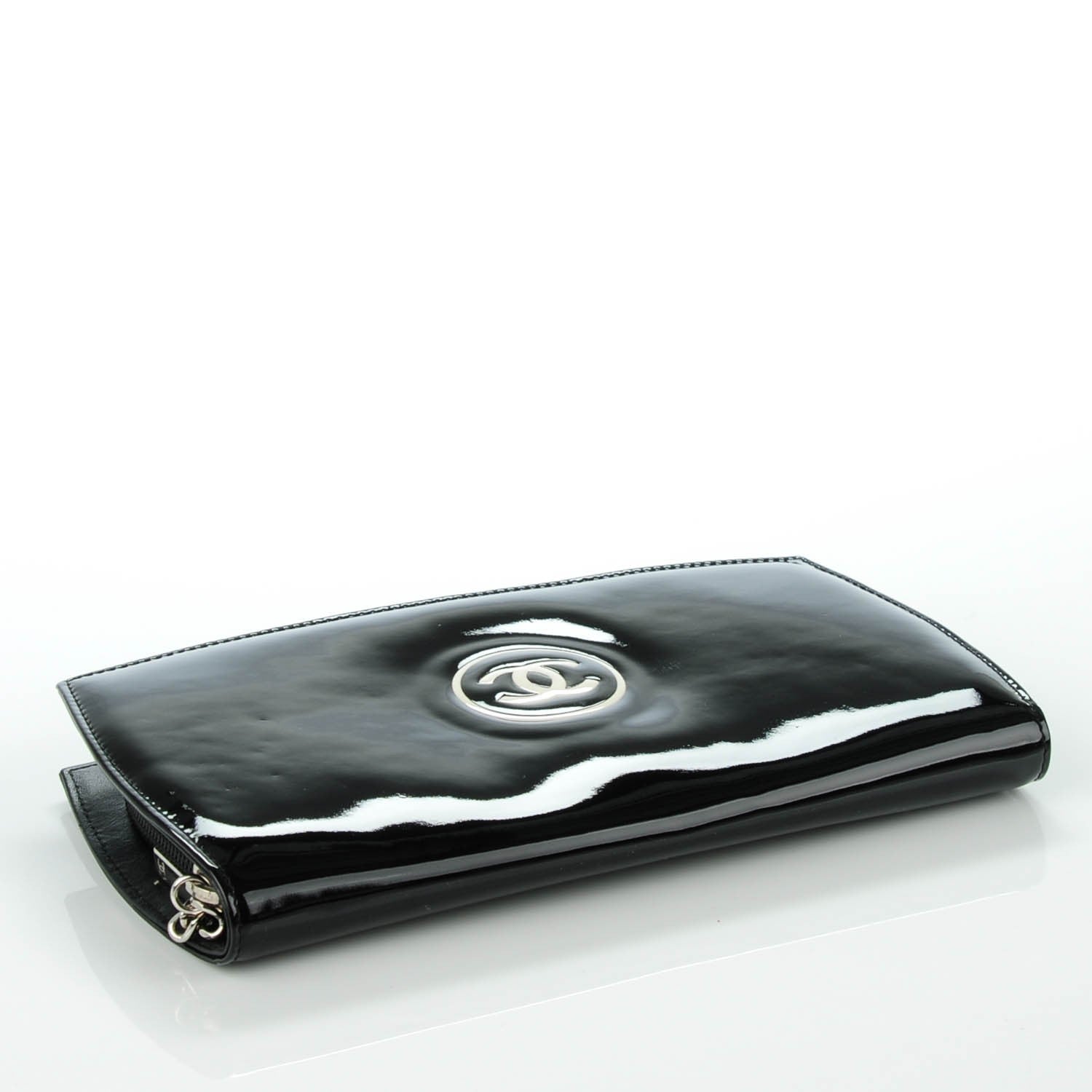 Chanel Patent Large CC Compact Zip Gusset Wallet Black 4 of 8