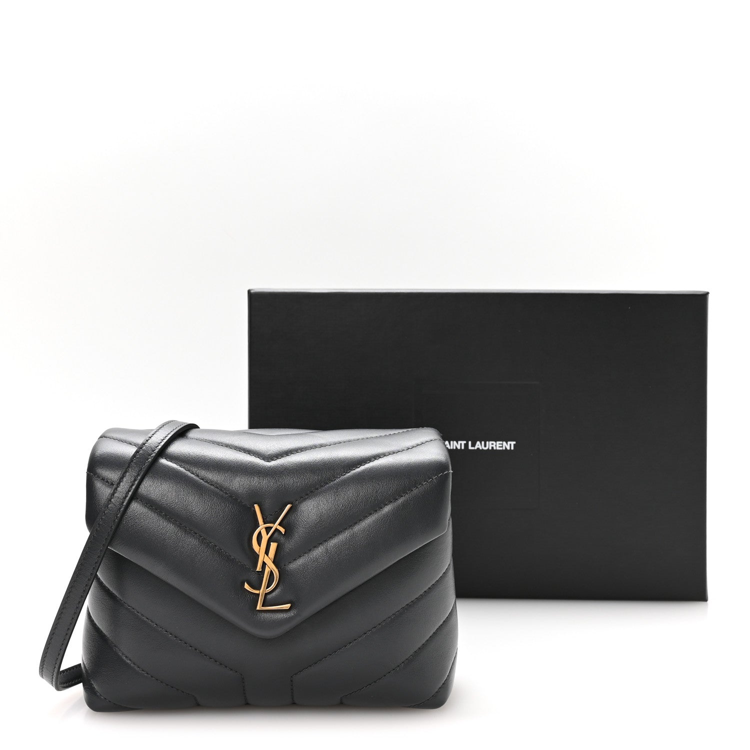 Saint Laurent Calfskin Y Quilted Monogram Toy Loulou Crossbody Bag Storm 10 of 10