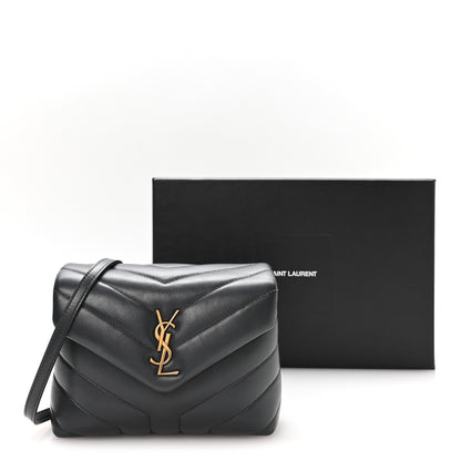Saint Laurent Calfskin Y Quilted Monogram Toy Loulou Crossbody Bag Storm 10 of 10