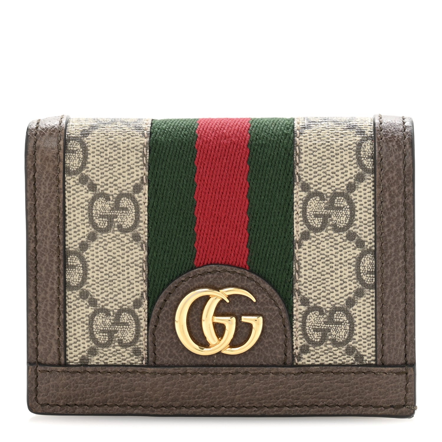 Gucci GG Supreme Monogram Web Ophidia Card Case Beige New Acero 1 of 10