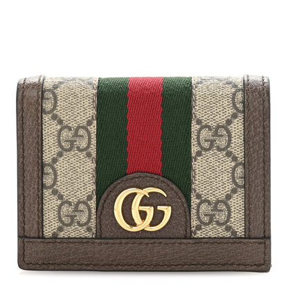 Gucci GG Supreme Monogram Web Ophidia Card Case Beige New Acero 1 of 10