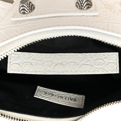 Balenciaga Extra Supple Calfskin Crocodile Embossed Le Cagole Shoulder Bag XS White 7 of 16