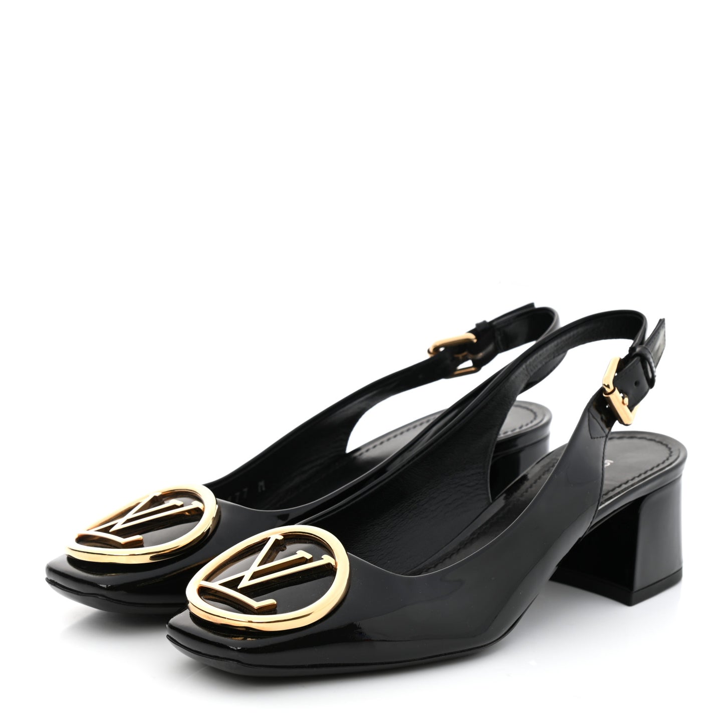 Patent Calfskin Madeleine Slingback Pumps 37 Black