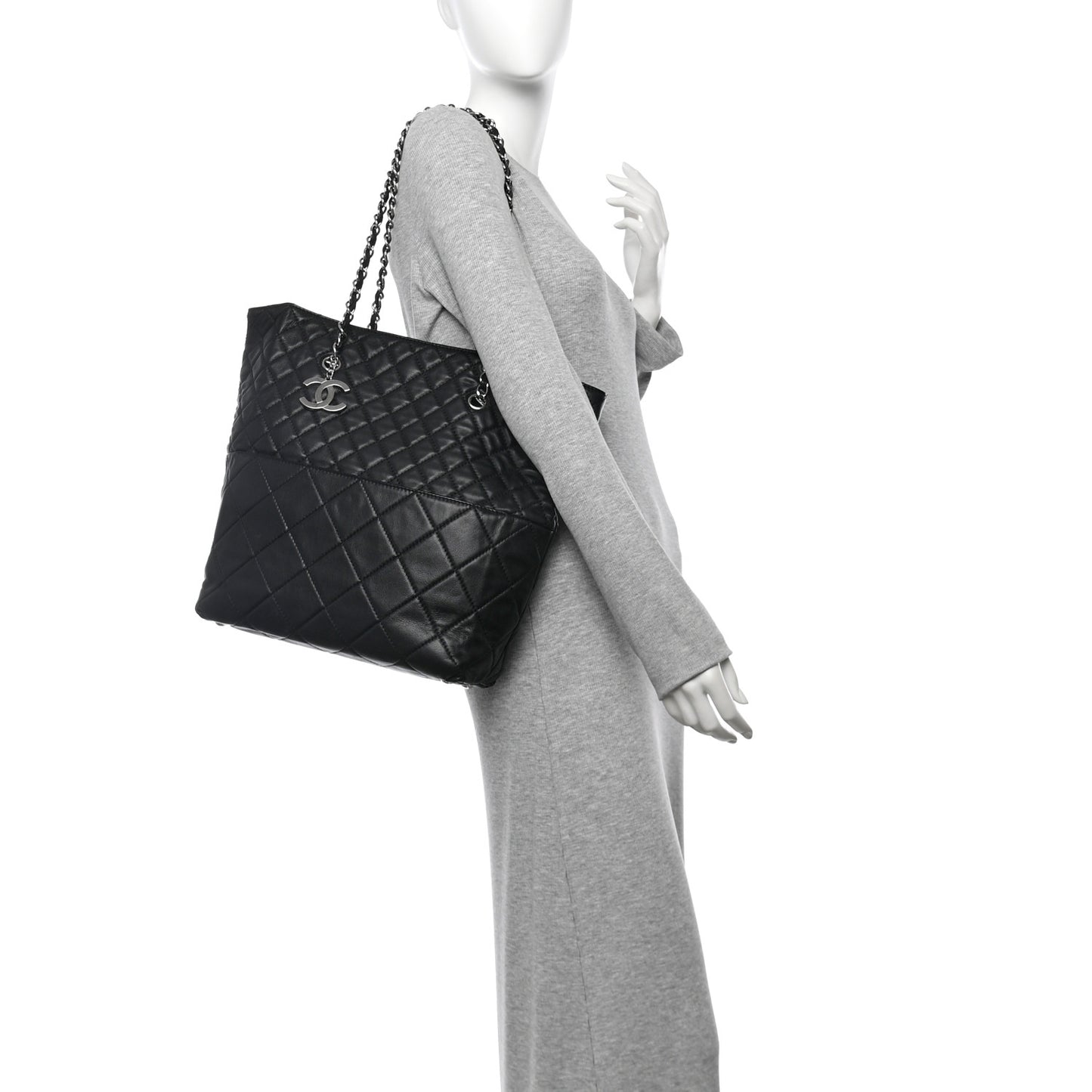 Calfskin Quilted In The Business North South Tote Black