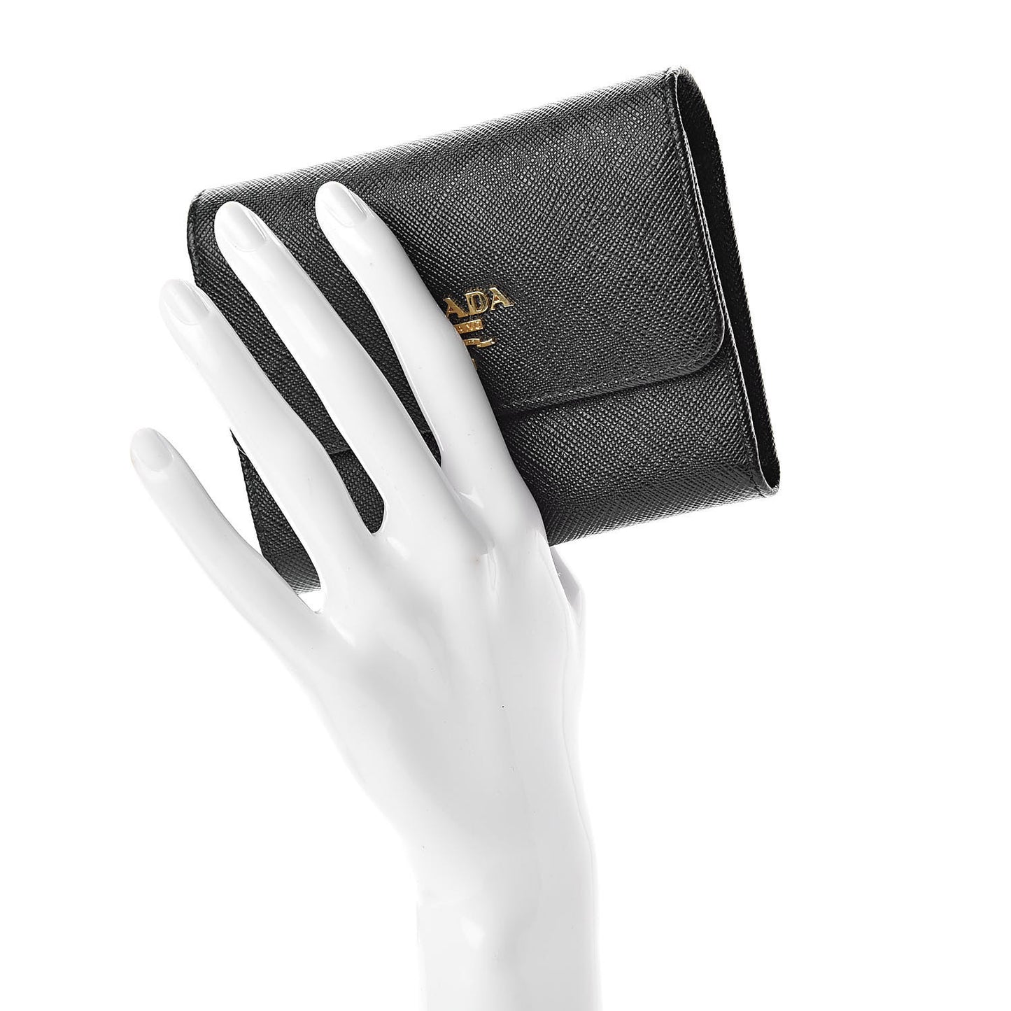 Saffiano Metal Tri-Fold Wallet Black