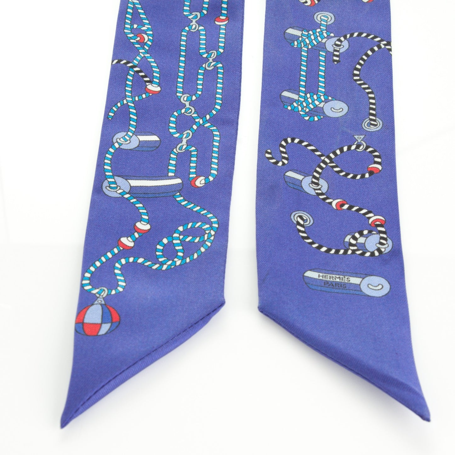 Silk Cordages Twilly Scarf Bleu Klein Turquoise Rouge