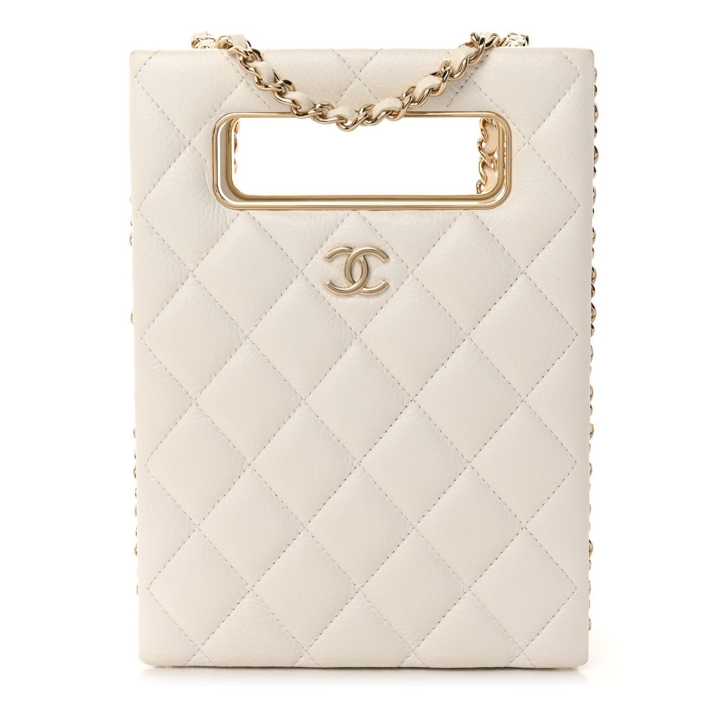 Caviar Quilted Evening Box Bag White