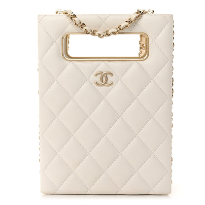 Chanel Caviar Quilted Evening Box Bag White 1 of 11