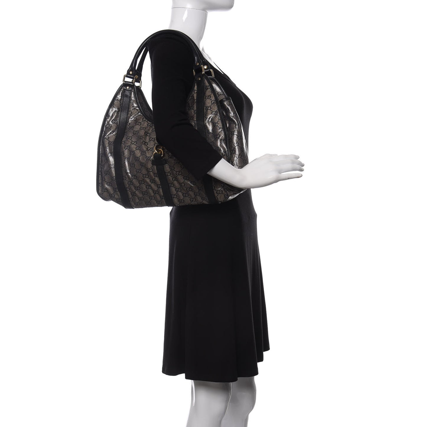 Crystal Monogram Medium Joy Shoulder Bag Black