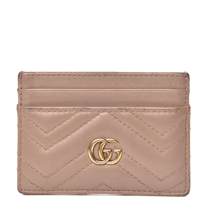 Gucci Calfskin Matelasse GG Marmont Card Holder Porcelain Rose 1 of 12