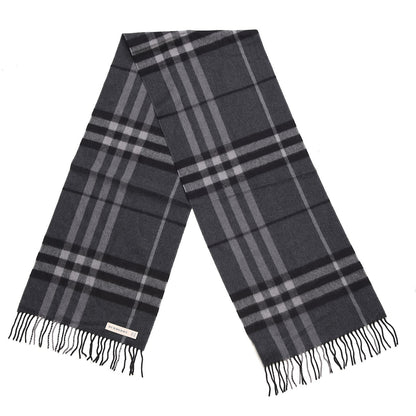 Burberry Cashmere Giant Check Fringe Scarf Charcoal 3 of 6
