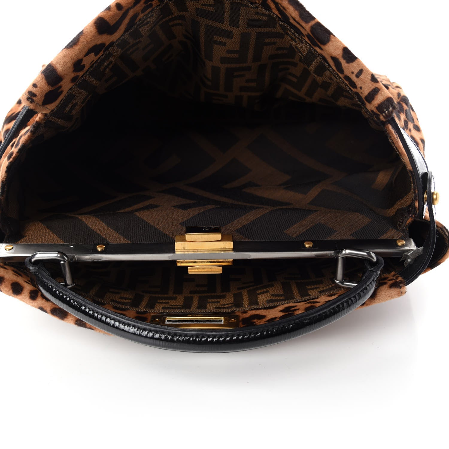 Fendi Calf Hair Leopard Print Zucca Large Peekaboo Iconic Satchel Tobacco 5 of 11