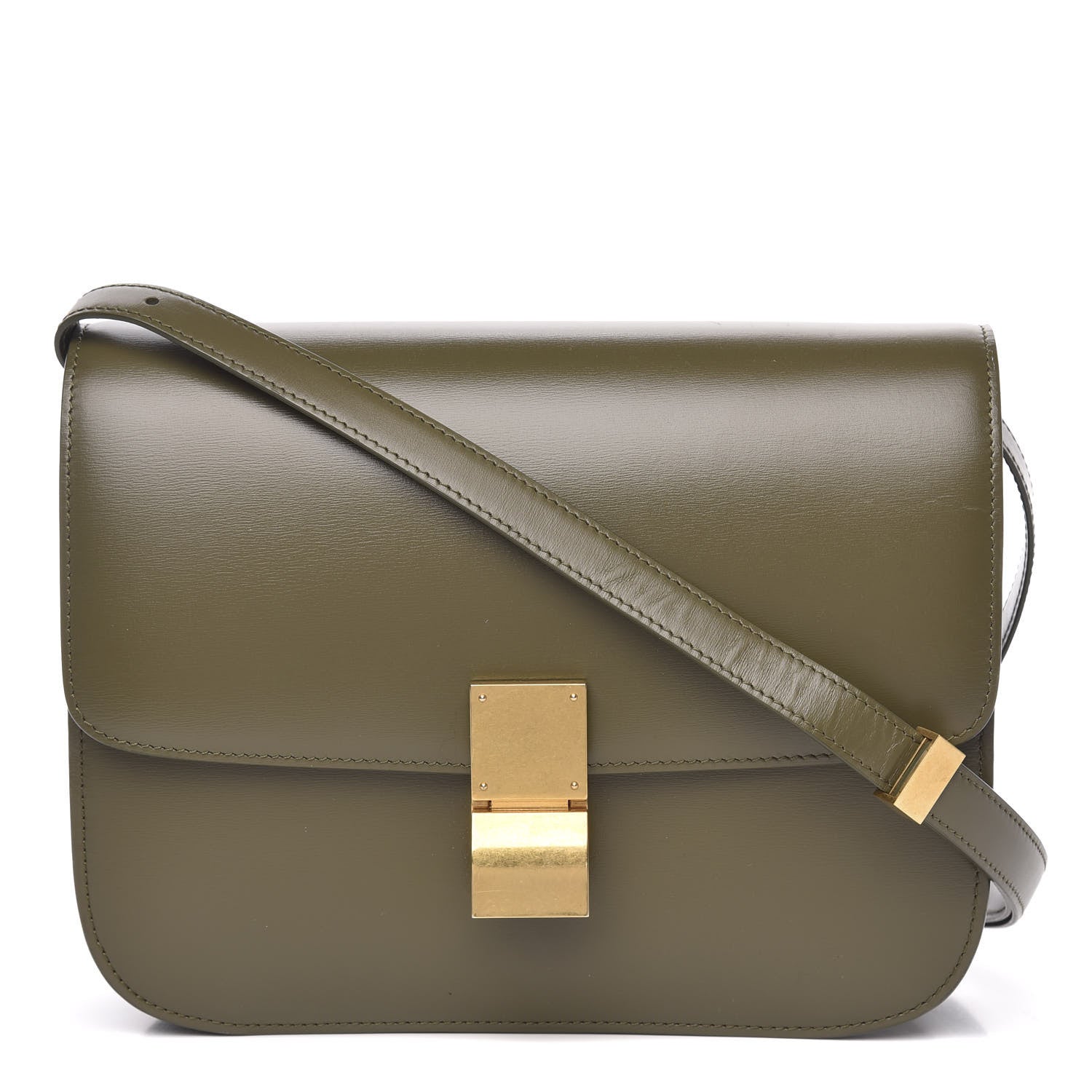 Celine Box Calfskin Medium Classic Box Flap Bag Army Green 1 of 11