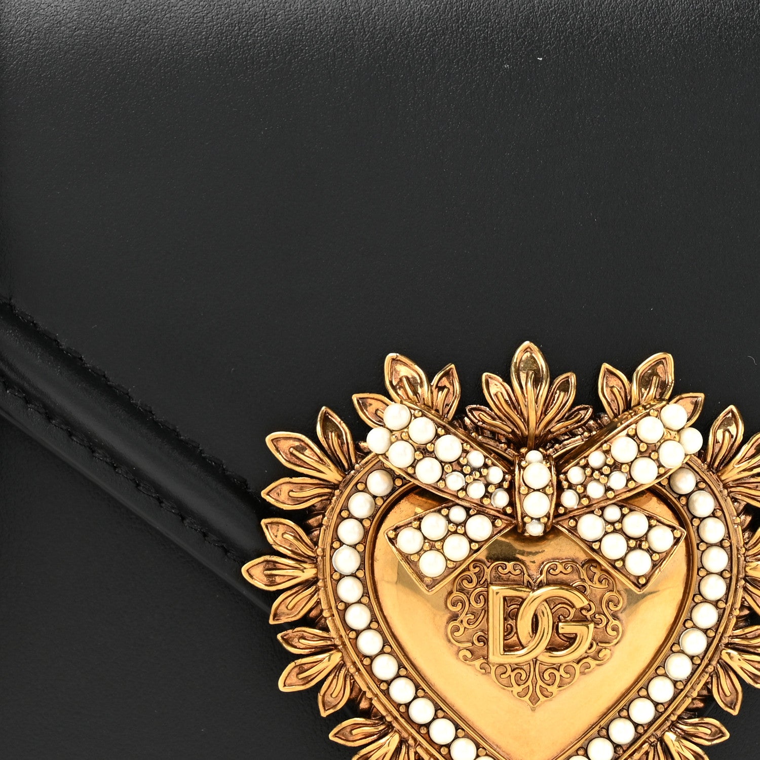 Dolce & Gabbana Smooth Calfskin Small Devotion Envelope Top Handle Bag Black 7 of 10