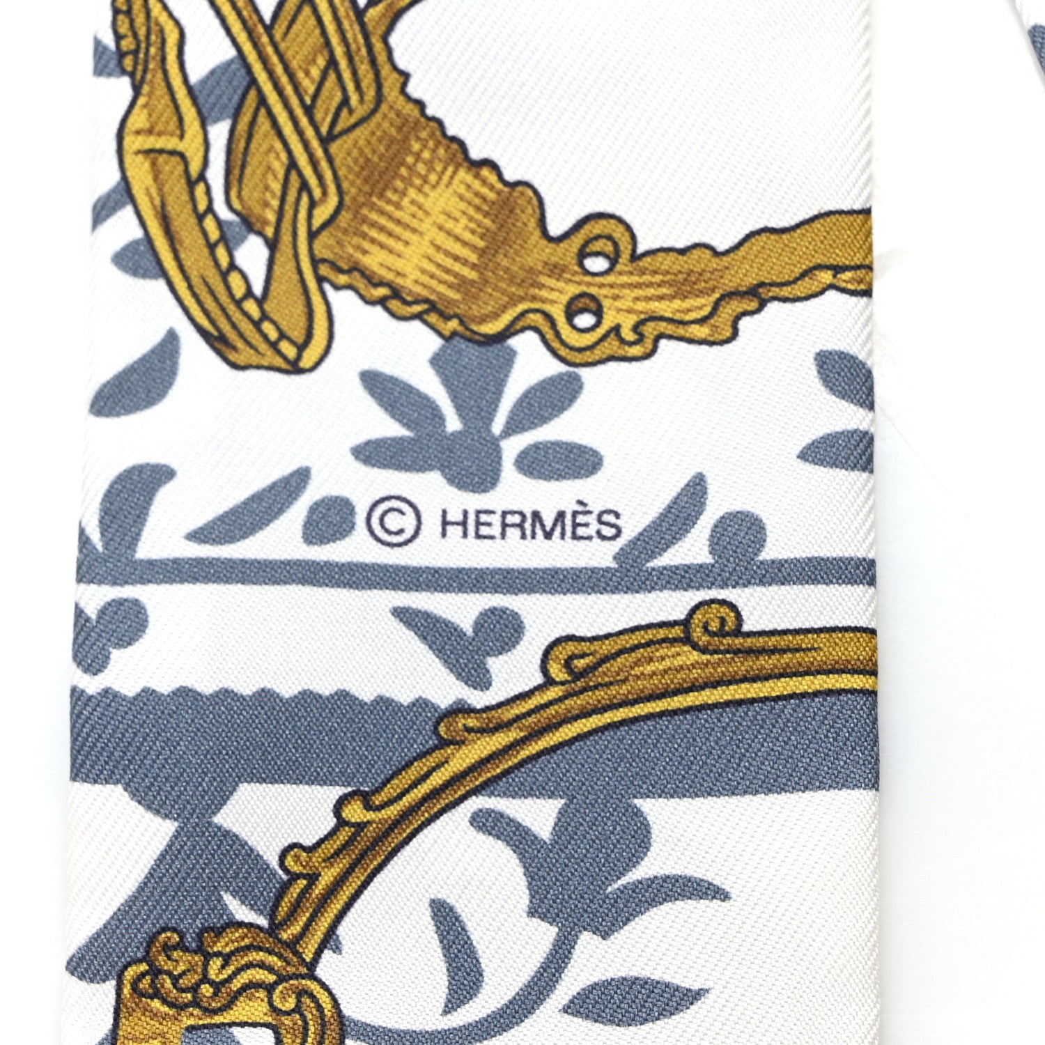 Hermes Silk Etriers Remix Twilly White 3 of 5