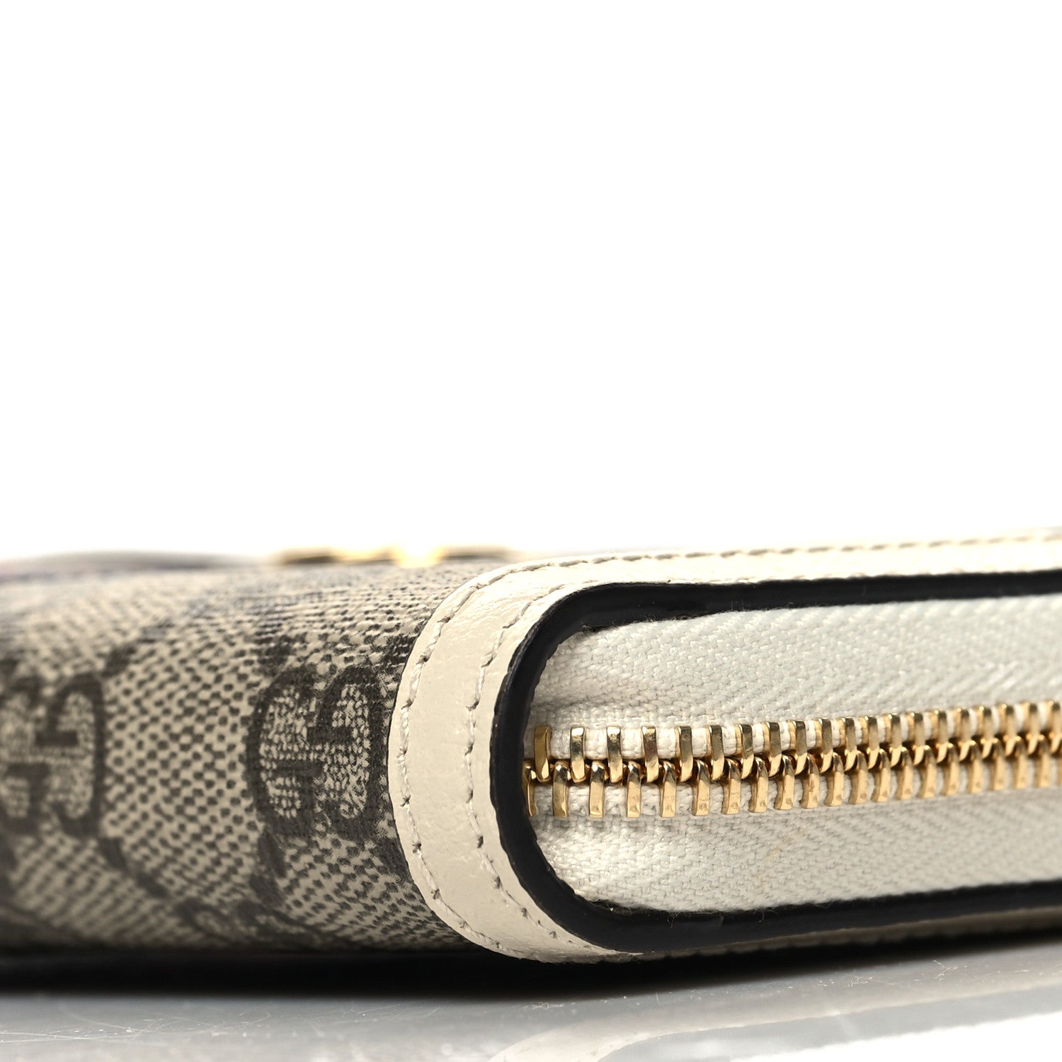 Gucci GG Supreme Monogram Textured Dollar Calfskin Web Ophidia Zip Around Wallet Beige Ebony Mystic White 10 of 10