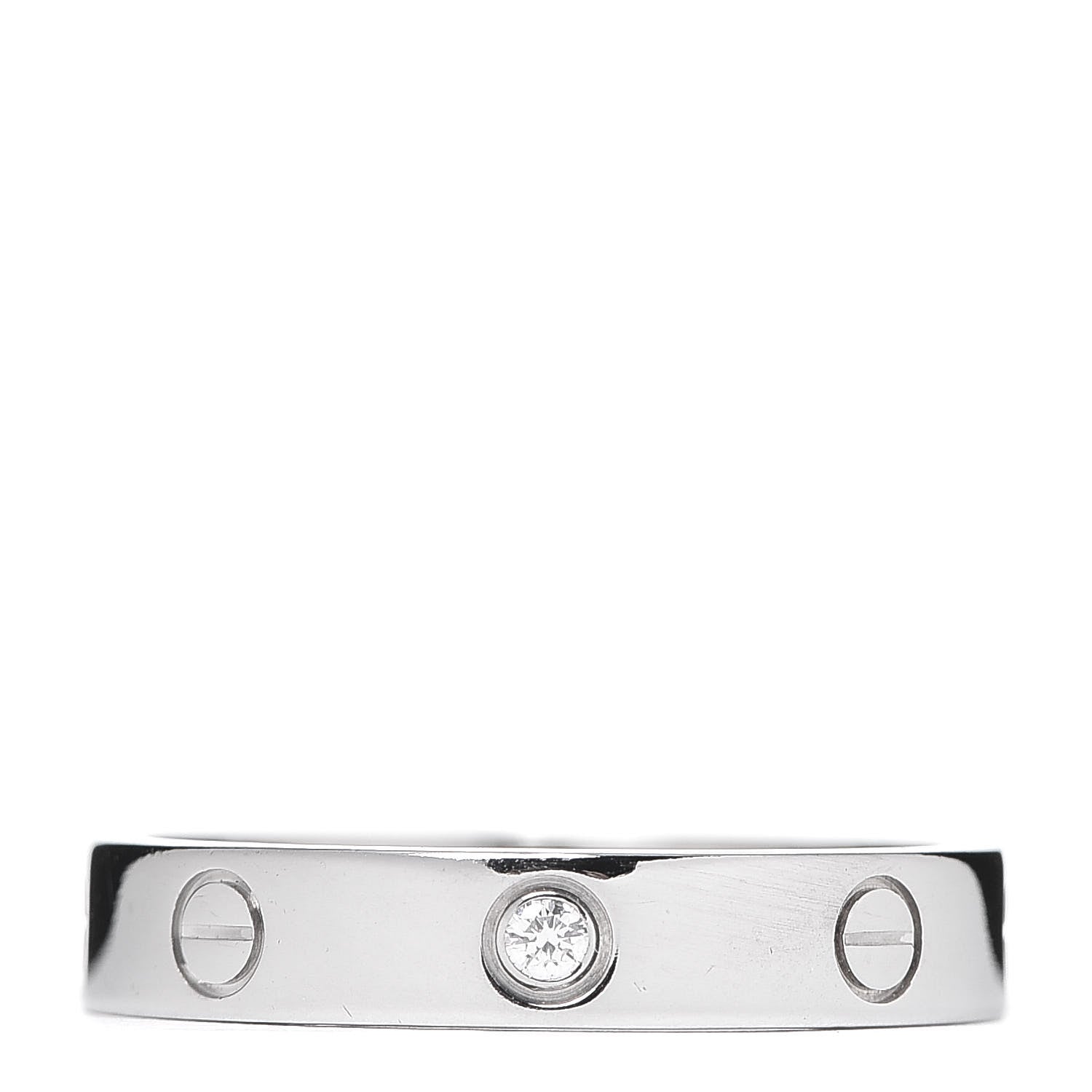 Cartier 18K White Gold Diamond 4mm LOVE Wedding Band Ring 58 8.25 1 of 3