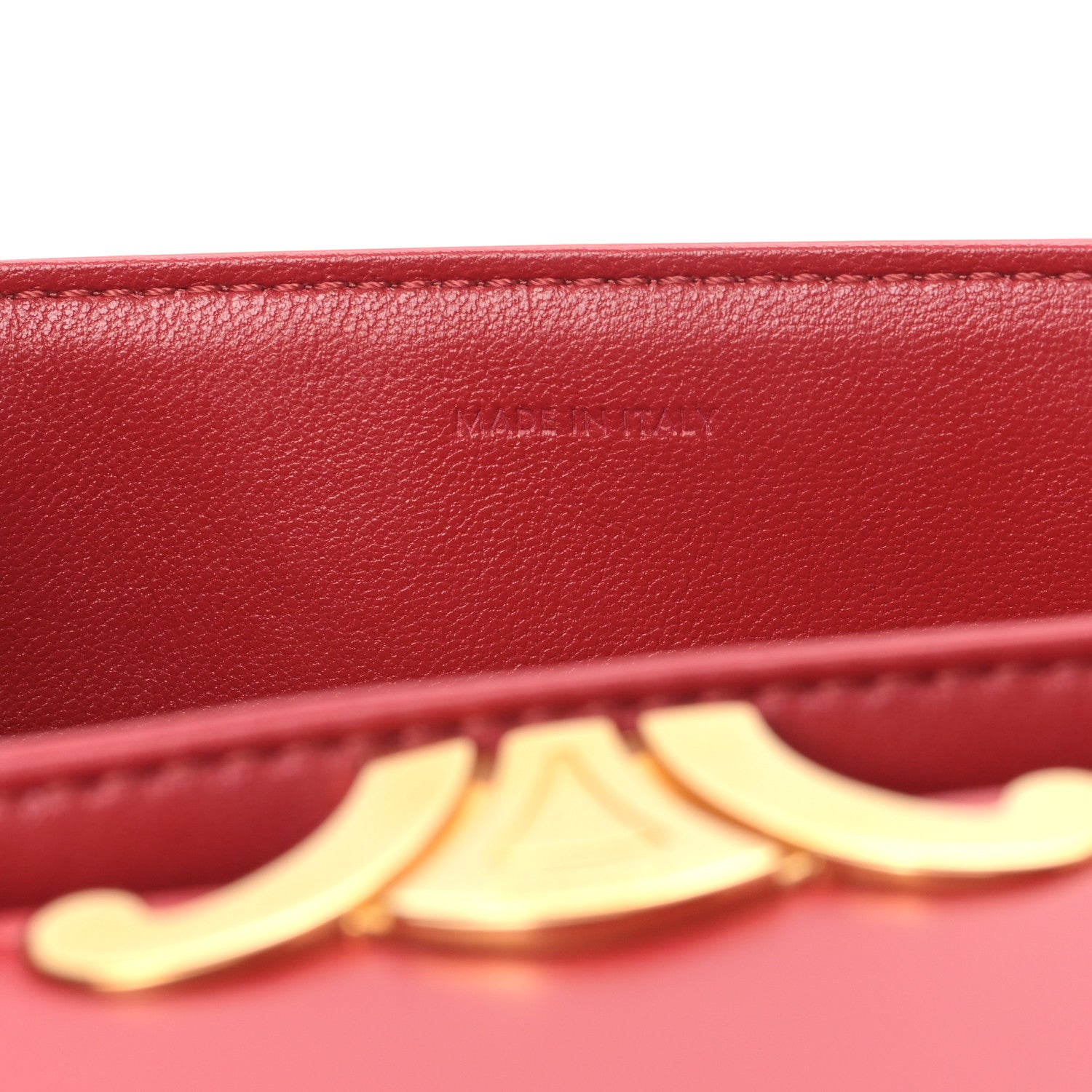 Celine Shiny Calfskin Medium Triomphe Red 7 of 11