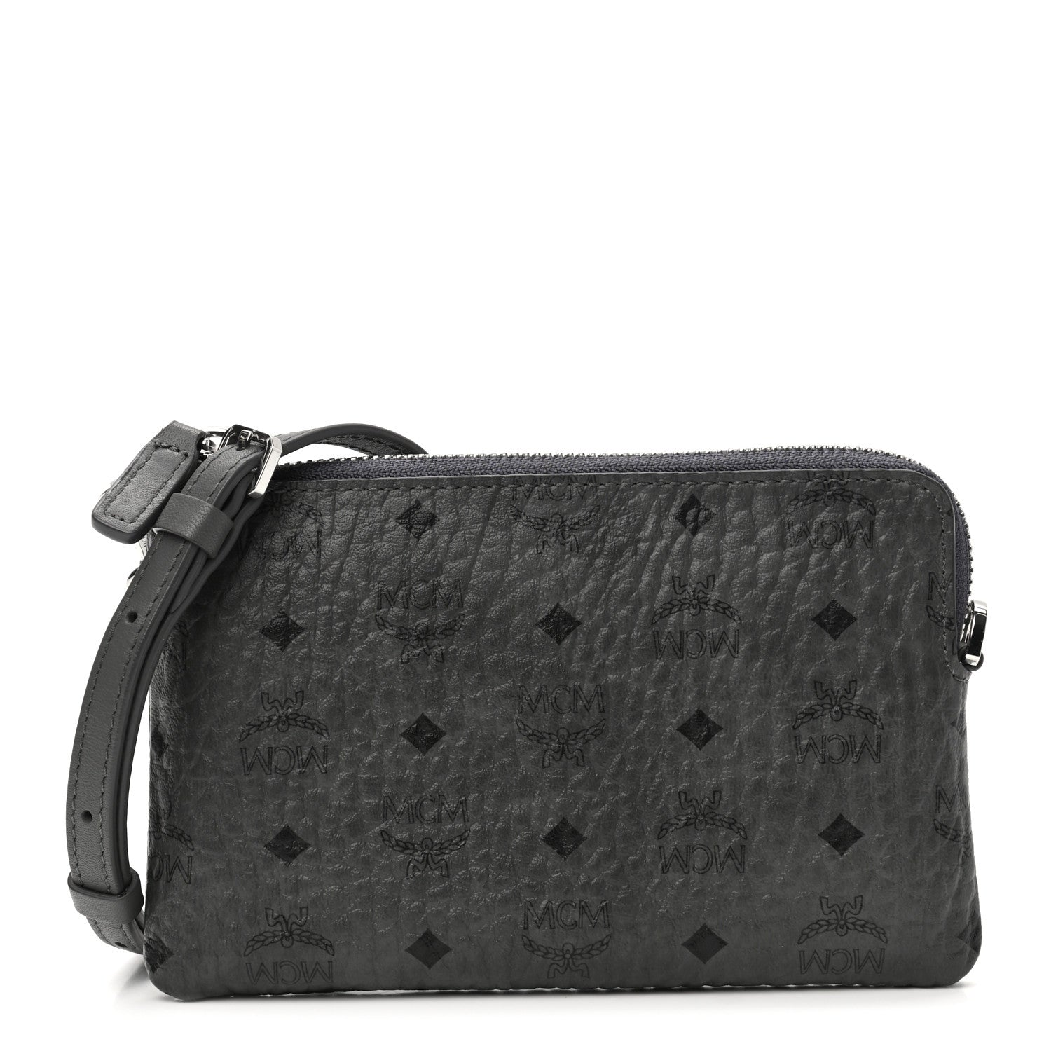 MCM Visetos Crossbody Tech Pouch Grey 1 of 7