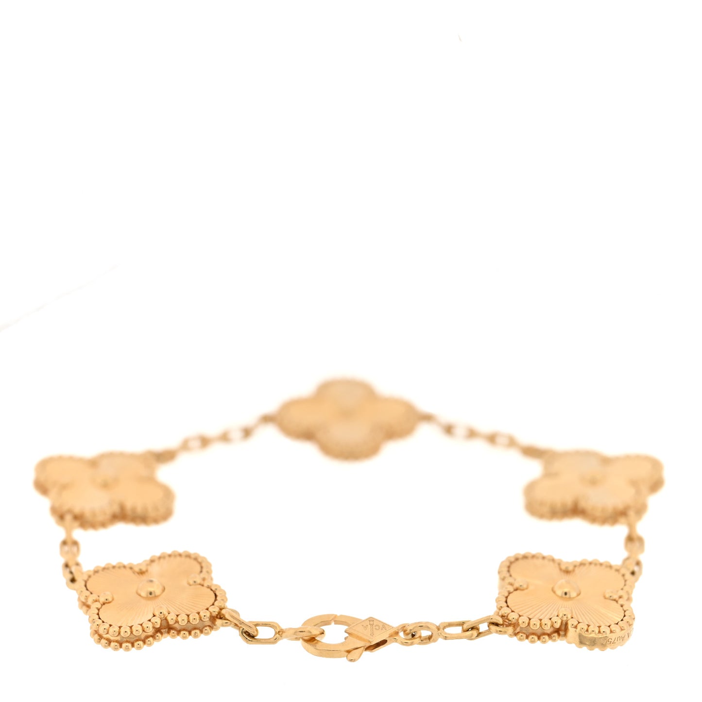 18K Yellow Gold 5 Motifs Guilloche Vintage Alhambra Bracelet