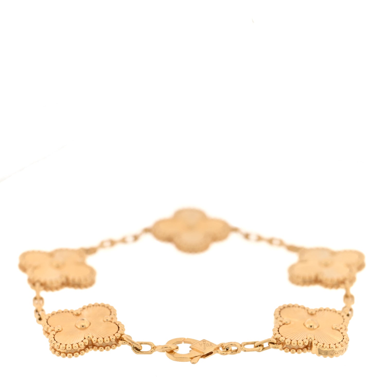 Van Cleef & Arpels 18K Yellow Gold 5 Motifs Guilloche Vintage Alhambra Bracelet 2 of 3