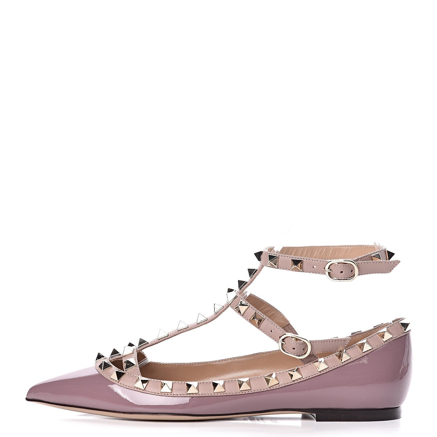 Patent Rockstud Cage Ballerina Flats 35.5 Dark Mauve Poudre