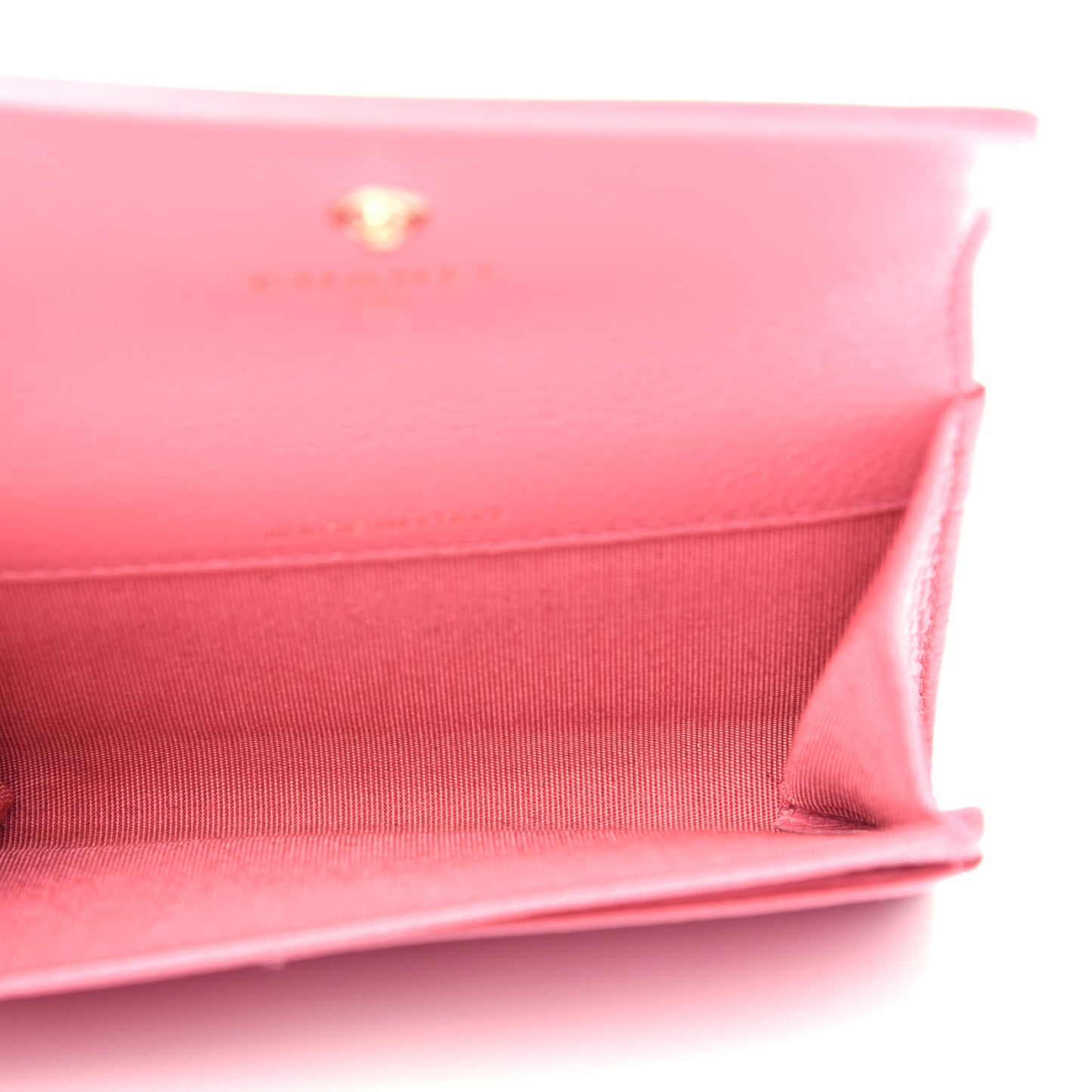 Caviar Camellia Embossed Card Holder Wallet Pink