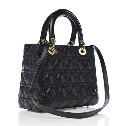 Christian Dior Lambskin Cannage Medium Lady Dior Black 3 of 11