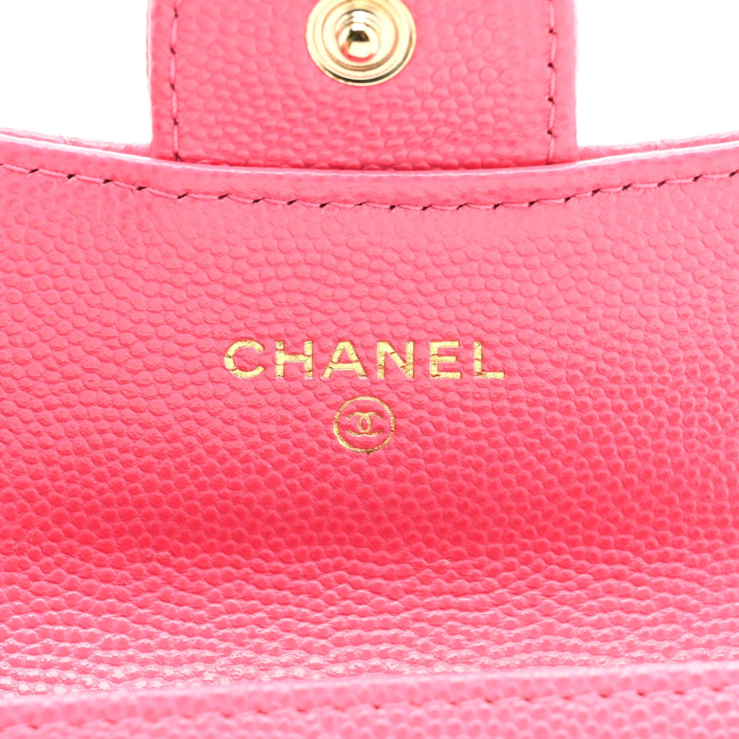 Caviar Quilted Flap Card Holder Wallet Pink