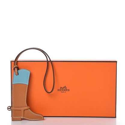 Hermes Butler Swift Paddock Botte Boot Bag Charm Natural Bleu Saint Cyr 4 of 4
