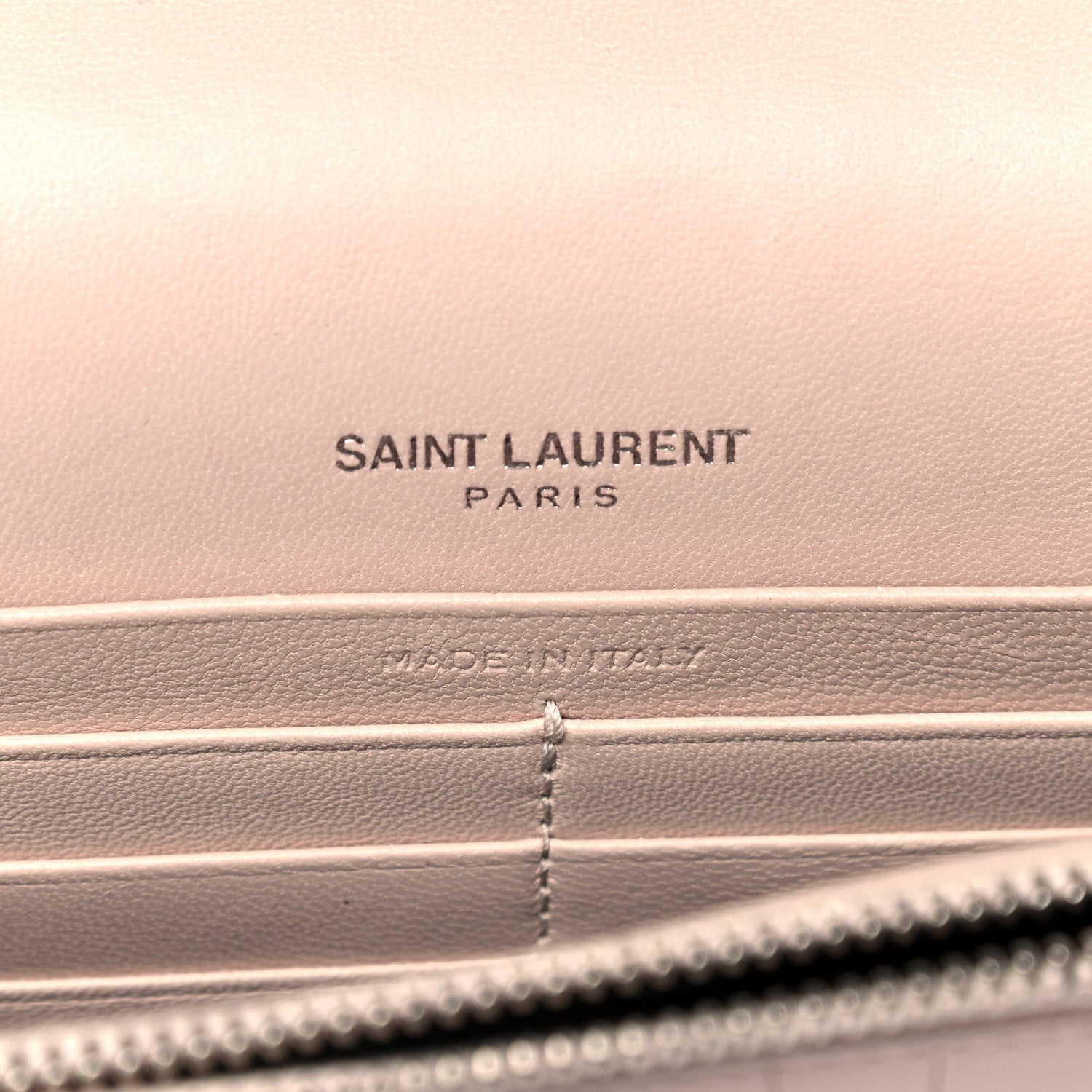 Saint Laurent Calfskin Crocodile Embossed Kate Monogram Tassel Chain Wallet Powder Pink 6 of 15