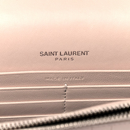 Saint Laurent Calfskin Crocodile Embossed Kate Monogram Tassel Chain Wallet Powder Pink 6 of 15